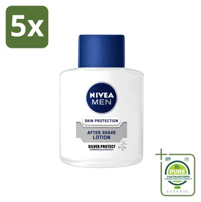 Immagine prodotto di 5 flaconi di lozione dopobarba Nivea Men Silver Protect - 100 ml - confezione grande - 5 pezzi
