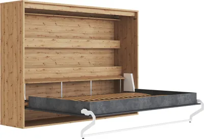 Produktbild von Schrankbett 140x200 Horizontal (M2 55cm Tiefe)  Wildeiche/Anthrazit waves