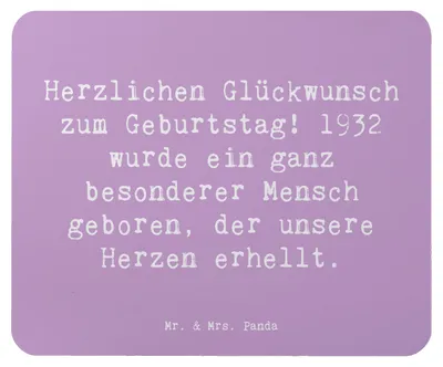 Produktbild von Mr. & Mrs. Panda Mousepad Spruch 1932 Geburtstag - Lavendeltraum - Geschenk, Jubiläum, Mouse Pad, Glückwunsch, pc mauspad, Geburtstagsgeschenk, einzigartige Geschenke