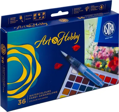 Zdjęcie produktu dla Farby akwarelowe 36 kolorów + pędzelek + paletka Art&Hobby Astra