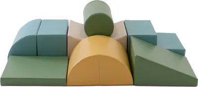 Image de IGLU SET 33 Adventurer - Beige/Vert/Pastel-Turquoise/Miel - Modules à grimper en mousse colorés/briques de construction pour enfants