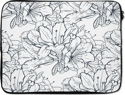 Produktbild von MuchoWow® Laptop Hülle 17 Zoll Laptoptasche Blumen - Muster - Linie - Zipper - Schutzabdeckung