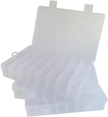 Image de Ensemble de boîtes de rangement, 3 pièces, en plastique, avec 24 compartiments, pour accessoires de couture