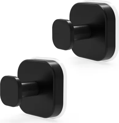 Produktbild von leistungsstarke Saugnapfhaken aus wasserdichtem Edelstahl, schwarz, für glatte Oberflächen, Küche, Badezimmer.