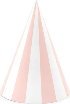 Image de PartyDeco : chapeaux d'anniversaire blancs à rayures rose pâle, chapeaux de fête, coiffes, déguisements, décorations d'anniversaire, réveillon du Nouvel An