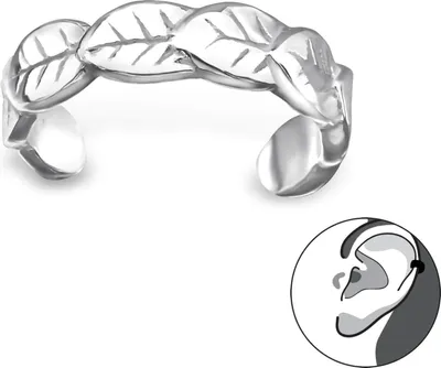 Produktbild von 925 Sterling Silber Ohrmanschette mit Blättern Ear Cuff Ohrklemme