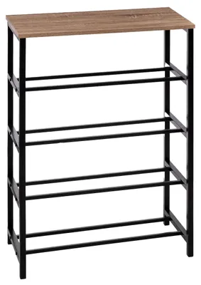 Produktbild von 5Five Schuhregal - schwarz/braun - 12 Paar Schuhe - Metall/Holz - 63x30x90cm