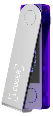 Produktbild von Ledger Nano X, Bitcoin, Dash, Dogecoin, Ethereum, Litecoin, NFT, EAL5+, USB-Stick Hardware-Geldbörse, Violett, Silber, Kunststoff, Edelstahl, Bluetooth + USB