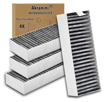 Image de Jeu de 4 filtres à charbon actif pour hottes de cuisine BSH, dimensions : 195 x 75 x 35 mm