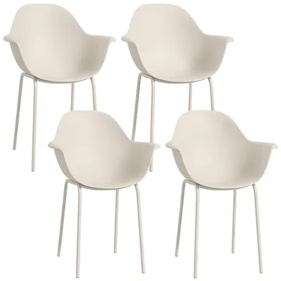 Produktbild von Outsunny Gartenstuhl 4er Set Essstuhl Balkonstühle mit Rückenlehne, Armlehne