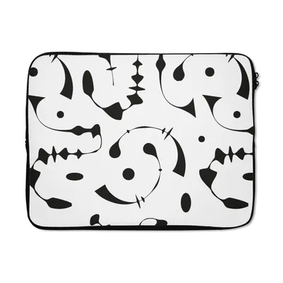 Produktbild von MuchoWow® Laptop Hülle 17 Zoll Laptoptasche Linienkunst - Abstrakt - Schwarz und Weiß - Muster - Zipper - Schutzabdeckung