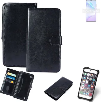 Produktbild von K-S-Trade 360° Hülle kompatibel mit Coolpad Cool 12A schwarz Kunstleder Case BookCase WalletCase Kunstlederederhülle Handyhülle, Rundumschutz