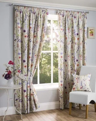 Image de Lot de 2 rideaux à motifs floraux - 1 pièce - largeur : 117 cm - motif : 137 cm - coton katun imprimé