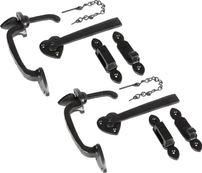 Produktbild von 2x Pfeilkopf Suffolk Latch Gusseisen Vintage Cottage Tür Daumen 195mm Schwarz