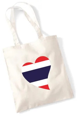 Produktbild von Huuraa Jutebeutel Thailand Flagge Herz 10 Liter Natural Baumwolle Tasche Geschenkidee