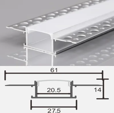Produktbild von 2m LED Alu Profil Unterputz Rigips Trockenbau Schiene Kanalprofil mit Milchglas Abdeckung Kanal System für LED-Streifen Profil P