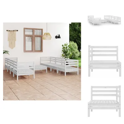 Produktbild von vidaXL 9-tlg. Garten-Lounge-Set Weiß Massivholz Kiefer -  Gartenmöbel-Sets