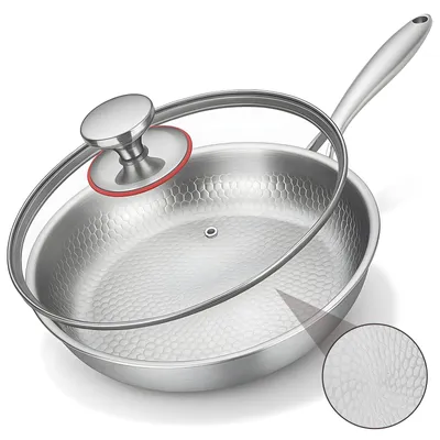 Image de Solidchoice - Poêle en titane avec couvercle - Résistante aux rayures et compatible avec les plaques à induction