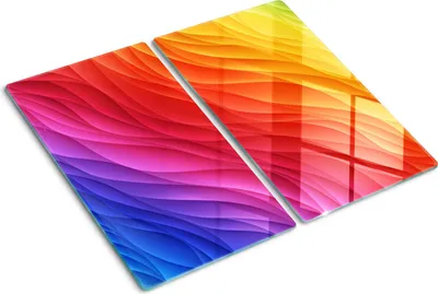 Produktbild von Tulup Glas-Herdabdeckplatte - 2x30x52cm - Glaskeramikkochfeld-Abdeckung Spritzschutz Zweiteilig Bunte Wellen