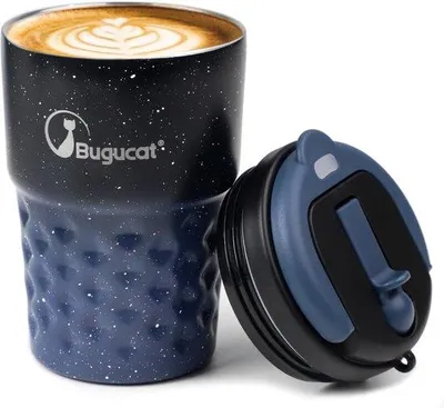 Image de Mug isotherme, 360 ml, en acier inoxydable, avec poignées, double paroi sous vide, pour café, thé, boissons chaudes ou froides, bleu