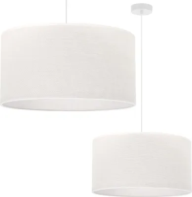 Immagine prodotto di Lampada A Sospensione In Iuta Bianca 1 Paralume Piatto Bianco 45Cm E27