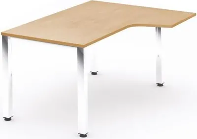 Produktbild von Schreibtisch Executive L-Form rechts BxTxH 160x120x73cm Gestell verchromt Platte Melamin buche.