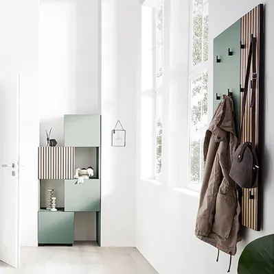 Produktbild von Garderoben Set 2-teilig modern in grün mit Eiche Natur ALTAMURA-80