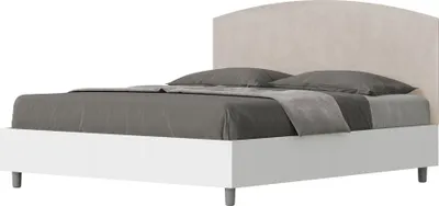 Produktbild von ITYHOME - Bett mit Lattenrost 160x200 Bettgestell Esche weiß Bett-Kopfteil mit Mikrofaserbezug Sandfarbe Antilia