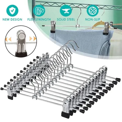 Produktbild von Hosenbügel Metall Rockbügel Kleiderbügel Hosenkleiderbügel mit Verstellbar Clips