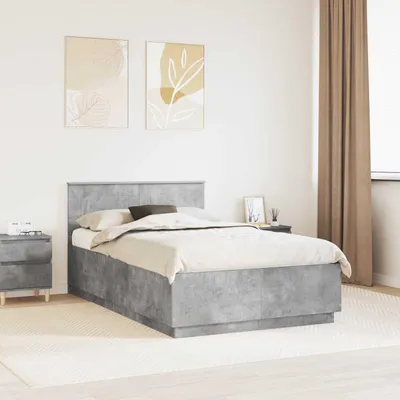 Zdjęcie produktu dla Maison Exclusive – rama łóżka z zagłówkiem, kolor szary betonowy, 135 x 190 cm, materiał drewnopochodny
