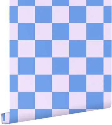 Zdjęcie produktu dla ESTAhome Tapeta motyw kratki liliowo fioletowymIw pastelowym kolorze niebieskim 53 cm x 10.05 m
