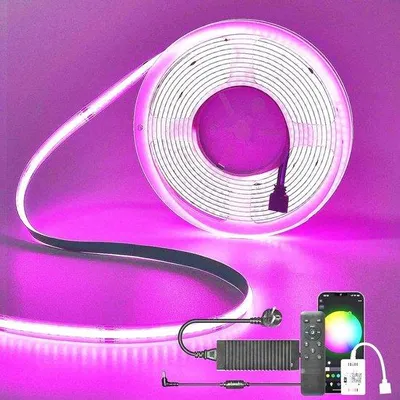 Immagine prodotto di Striscia luminosa LED RGB Dimbare da 10 metri – Flessibile, sottile, con telecomando – Compatibile con Google Home e Alexa