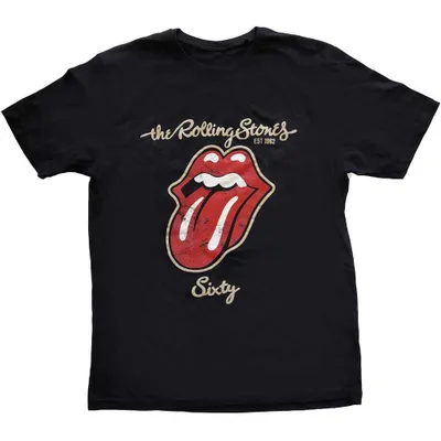 Obrázok produktu pre The Rolling Stones Sixty Plastered Tongue (Suede Flock Print) Black XL Tričko