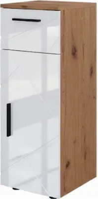 Zdjęcie produktu dla Szafka Midi Vicco Irma Biały wysoki połysk/złoty dąb power 30 x 81 cm, Model 40507