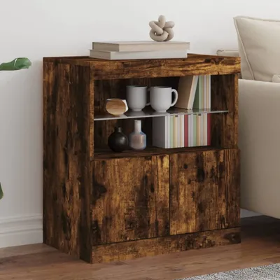 Produktbild von vidaXL Sideboard mit LED-Leuchten Räuchereiche 60x37x67 cm