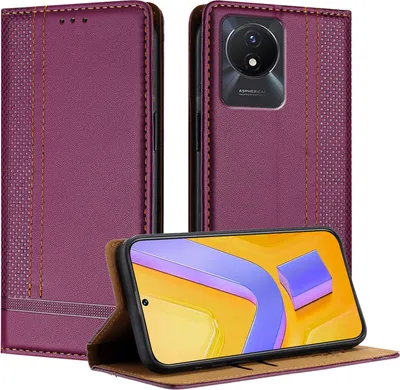 Produktbild von Handyhülle für Vivo Y11 2023 Leder Flip Klappbare Schutzhülle mit Standfunktion Lila