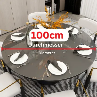 Produktbild von Mayda Runde Tischfolie transparent, 2 mm klare PVC Durchmesser 100 cm Tischschutzfolie mit abgerundeten Kanten