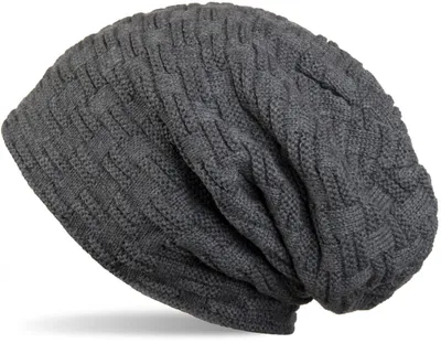Produktbild von styleBREAKER Feinstrick Longbeanie Mütze mit Flecht Muster und warmem Fleece Innenfutter | Winter Strickmütze Uni elastisch weich bequem warm