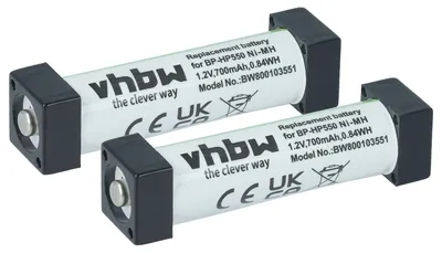 Produktbild von vhbw 2x Akku Ersatz für Sony BP-HP550, 1-756-316-22, 1-756-316-21 für Wireless Headset Kopfhörer (700 mAh, 1,2 V, NiMH)