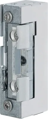 Close-up side view of a metal door lock mechanism.
