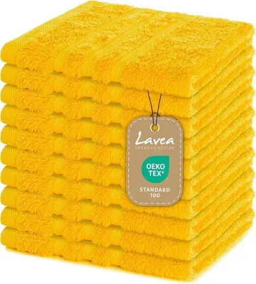 Produktbild von Lavea® 10er Set Seiftuch 30x30 cm – Hochwertige Gästehandtücher 30x30 - 100% Baumwolle, Elena – Saugstark, Waschbar Strapazierfähig - Eukalyptus