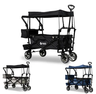 Produktbild von FINOOS - Faltbarer Bollerwagen / faltbarer Bollerwagen - Dach - Extras - Schwarz