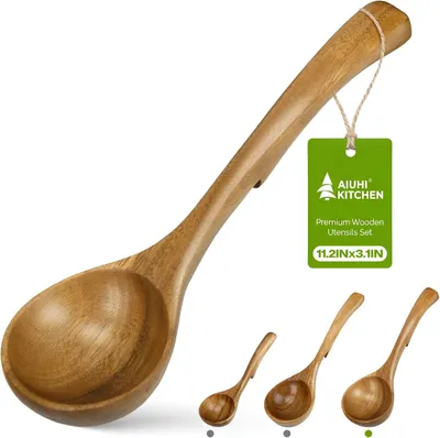 Imagen del producto de Cuchara de madera grande, de madera duradera, 1 unidad, para cocinar