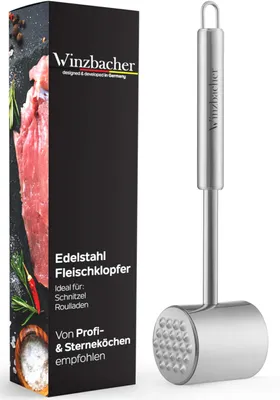 Fleischklopfer aus Edelstahl, 2 Schlagflächen, spülmaschinengeeignet