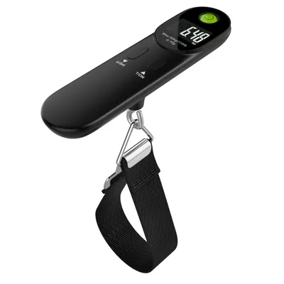 Produktbild von BEARWARE Kofferwaage digital, Haken & Wiegeband, bis zu 50 kg, für Reisen, Gepäckwaage, Tragkraft 50 kg, Hängewaage, Reisewaage, 10g genau, Wasserwaage, Tara, Maßband, Display