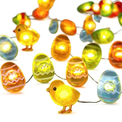Produktbild von Osterküken-Lichterkette, batteriebetrieben, 3 m, 30 LEDs, Frühlingsdekoration, dekorative Feenlichterkette für Zuhause, Osterkörbe und Partys