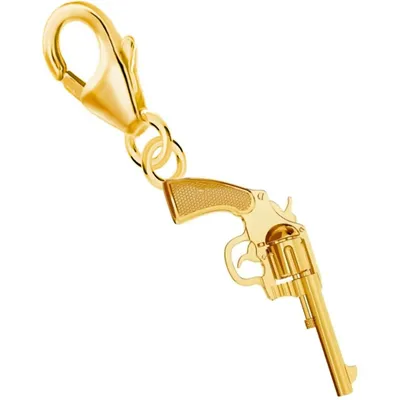 Revolver Pistole Charm Anhänger I Kraft und Stil in Gelbgold