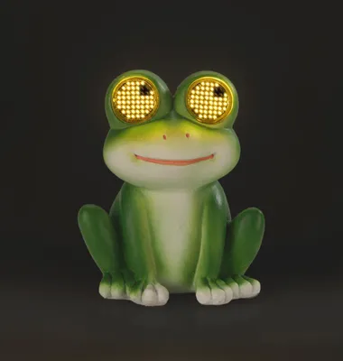 Obrázok produktu pre Solárna záhradná figúrka Maximex – žaba, model Blinky Eyes s LED očami, záhradná figúrka zvieratka odolná voči poveternostným vplyvom ako solárna dekorácia do záhrady a na terasu, so senzorom súmraku, 11,8 x 13,5 x 9,3 cm, polyrezín