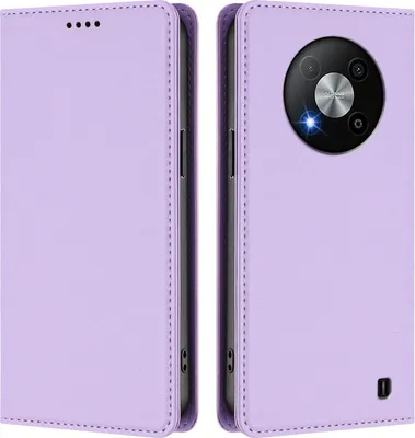 Produktbild von Handyhülle für ZTE Blade A73 5G, Kunstleder Klapphülle Stoßfeste Magnetische Hülle mit Ständer Violett