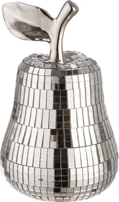 Produktbild von Gilde Dekoobjekt, Birne, "Disco", Keramik, silberfarben, VE 3, H. 16 cm, D. 10 cm 54436 4063387544365